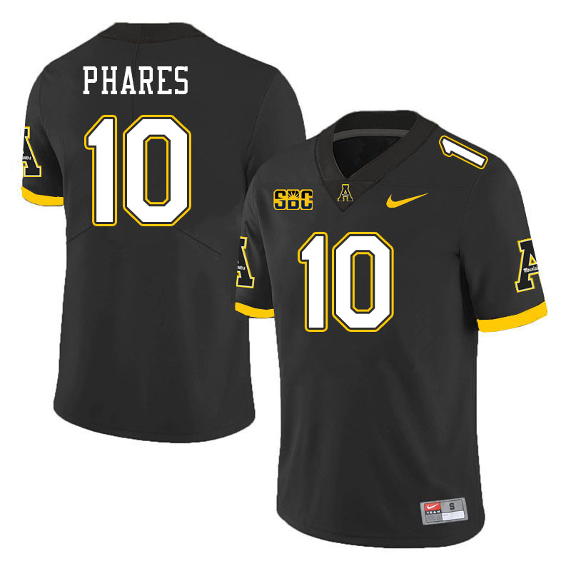 Men #10 Colton Phares Appalachian State Mountaineers College Football Jerseys Stitched-Black